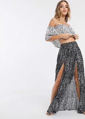 Пляжная юбка макси в горошек от комплекта ASOS DESIGN-Мульти