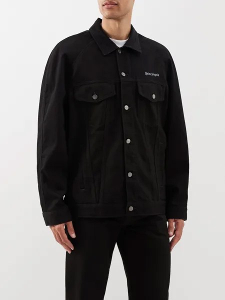 Джинсовая куртка с вышитым логотипом Palm Angels, черный