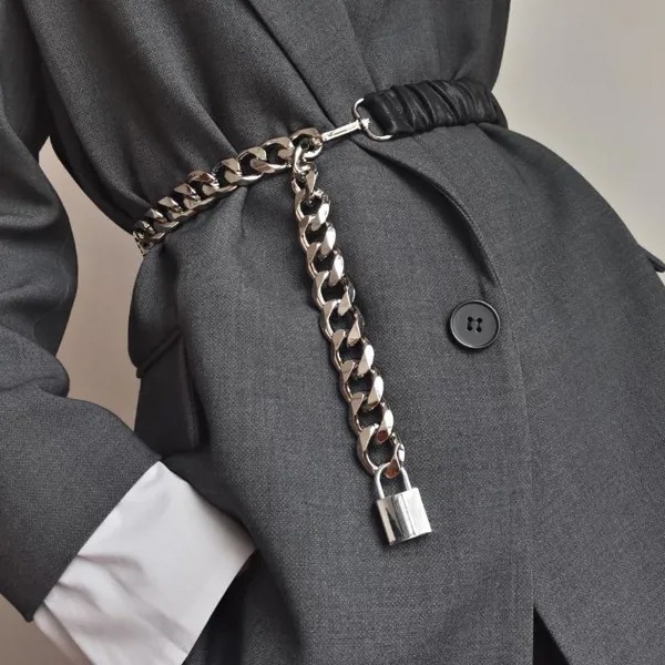 Эластичная серебряная цепочка пояс женское платье Cummerbunds эластичные пояса для женщин высокое качество легкое пальто Ceinture Femme Lock Metal
