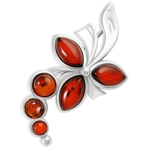 Серебряная брошь Дарвин 927041094aa-к с янтарём