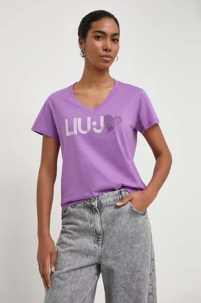 Хлопковая футболка Liu Jo, фиолетовый