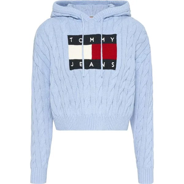 Худи Tommy Jeans Center Flag Cable, синий