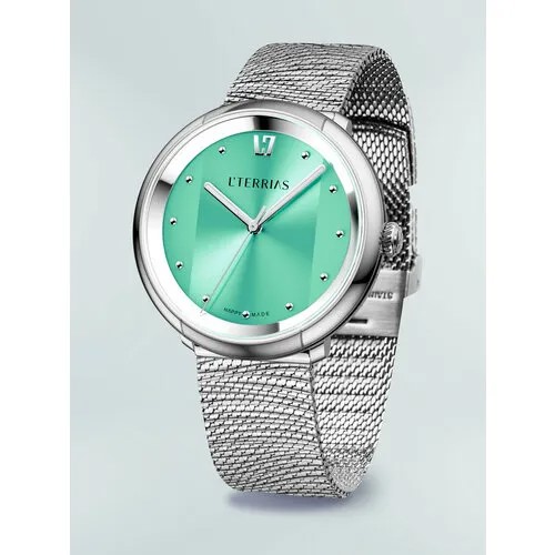 Наручные часы L'TERRIAS, серебряный, зеленый