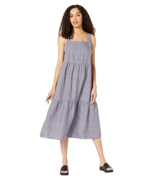 Платье Eileen Fisher, Tiered Strap Full-Length Dress in Washed Organic Linen Delave