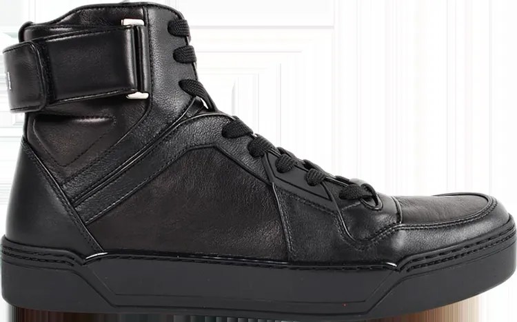 Кроссовки Gucci High Top Logo Velcro Strap Sneaker, черный