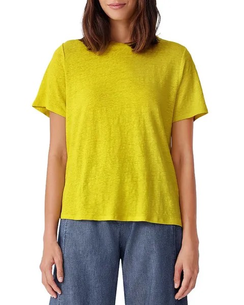 Хлопковая футболка с круглым вырезом и короткими рукавами Eileen Fisher