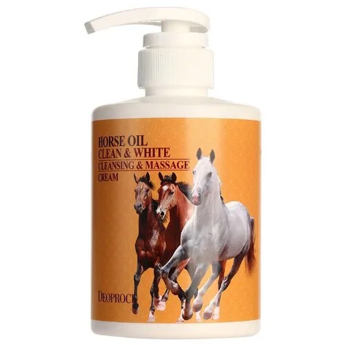 Крем для тела Deoproce Horse Oil Clean & White Cleansing & Massage Cream, бутылка, 450 мл