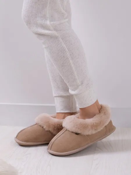 Классические замшевые тапочки Just Sheepskin, кремовый