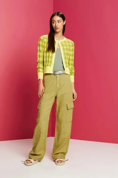 Топ Рипсен с льном Esprit, зеленый