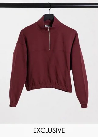 Бордовый свитшот с высоким воротником Reclaimed Vintage inspired-Серый