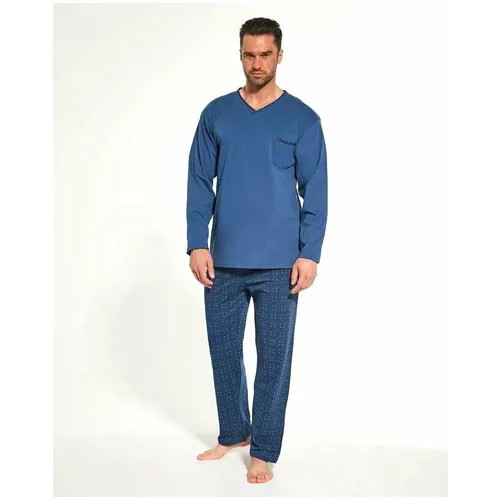 Пижама Cornette, лонгслив, брюки, размер 4XL, голубой
