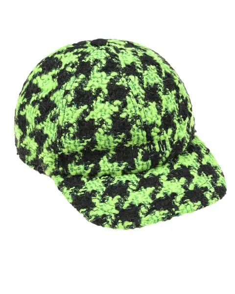Черно-зеленая твидовая кепка MSGM