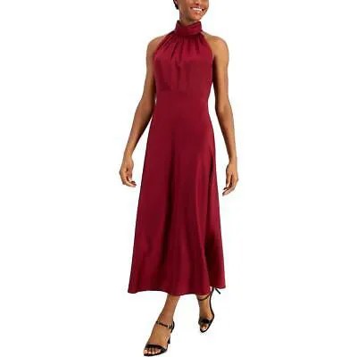 Женское красное атласное длинное вечернее платье Taylor с лямкой на шее Petites 10P BHFO 0551