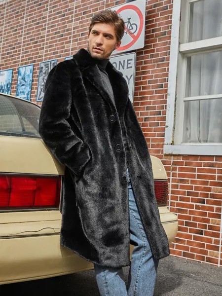Роскошное зимнее Мужское пальто из искусственного меха черная норковая шуба из искусственного меха теплая куртка оверсайз мужское плюшевое пушистое верхнее пальто