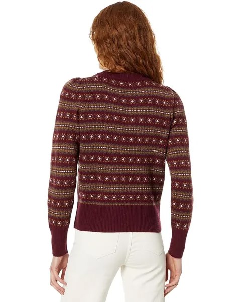 Свитер Faherty Highland Fair Isle Puff Sleeve Sweater, цвет Maroon Multi