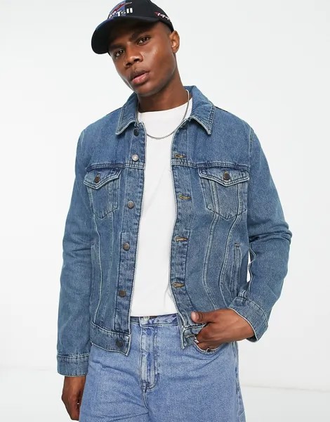 Классическая джинсовая куртка выбеленного винтажного оттенка ASOS DESIGN-Голубой