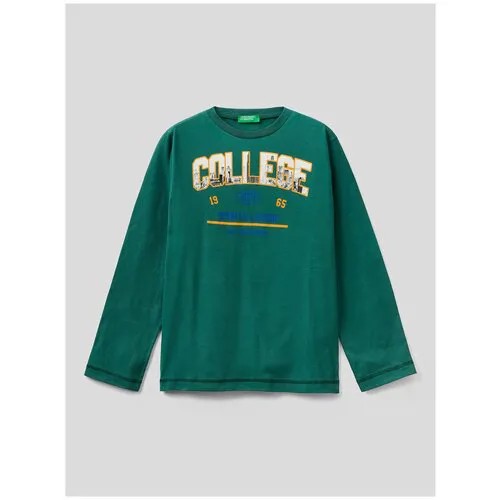 Лонгслив UNITED COLORS OF BENETTON, хлопок, размер 140 (L), зеленый