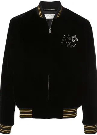 Saint Laurent куртка-бомбер с пайетками