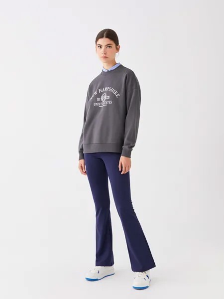Однотонные расклешенные женские спортивные штаны с эластичным поясом LCW Casual, темно-синий