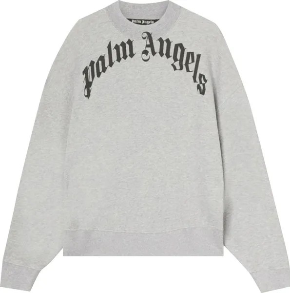 Толстовка Palm Angels Curved Logo Crew 'Grey/Black', серый