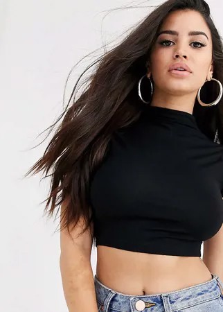 Черная короткая блузка с короткими рукавами ASOS DESIGN Petite-Черный