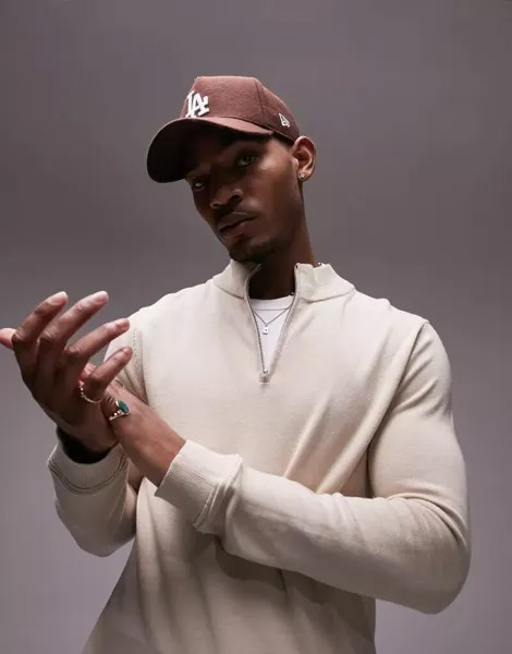 Бежевый джемпер на молнии Topman Essentials