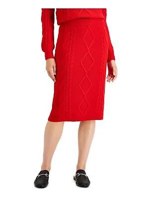 CHARTER CLUB Женский красный вязаный текстурированный свитер в рубчик длиной до колена, юбка-карандаш XS