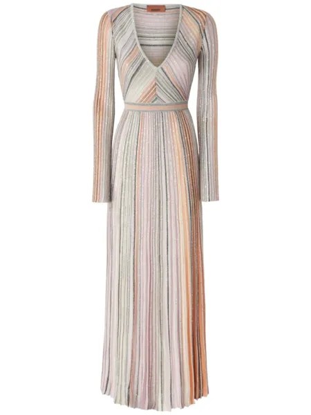 Missoni макси-платье, украшенное пайетками, нейтральный цвет