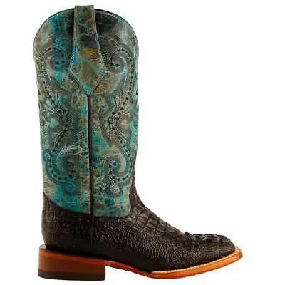 Синие женские классические ботинки Ferrini Italia Stampede из крокодиловой кожи с квадратным носком 903