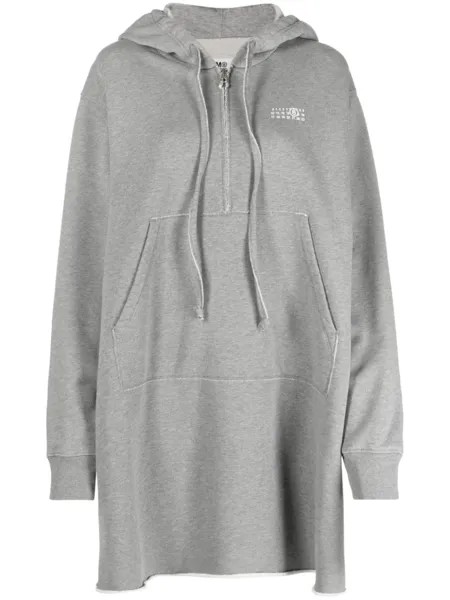 MM6 Maison Margiela длинное худи с логотипом, серый