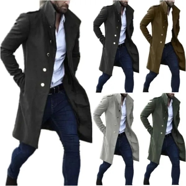 Мужской зимний тренчкот с длинным рукавом, официальная куртка, Повседневная теплая верхняя одежда
