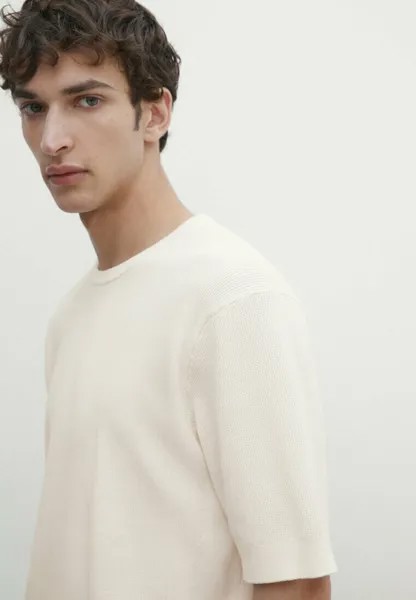 Футболка базовая With Short Sleeves Massimo Dutti, белая