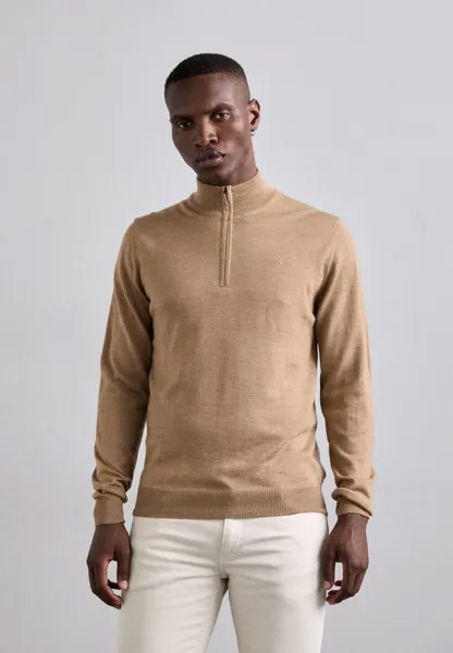 Вязаный свитер KIYAN QUARTER ZIP J.LINDEBERG, коричневый