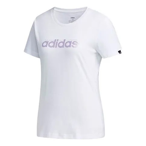 Футболка с логотипом и алфавитом, тренировочные спортивные с коротким рукавом, Adidas, белый