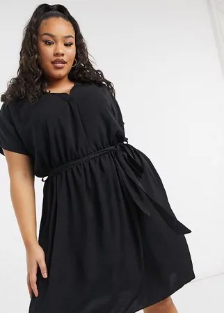 Черное платье с поясом New Look Curve-Черный цвет