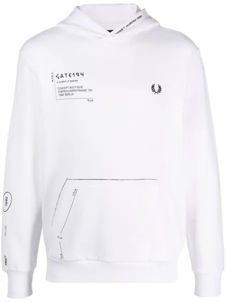 Fred Perry худи с принтом из коллаборации с Gate194, белый