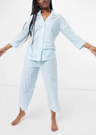 Пижама с брюками капри и рубашкой с лацканами Lauren by Ralph Lauren-Голубой