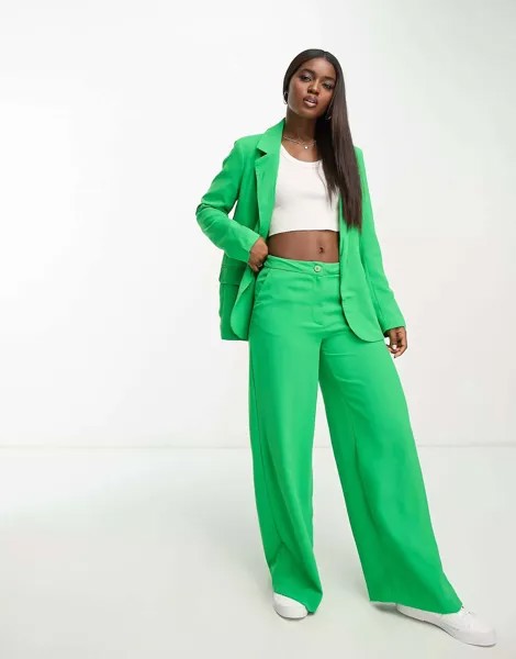 Ярко-зеленые широкие брюки с завышенной талией JDY