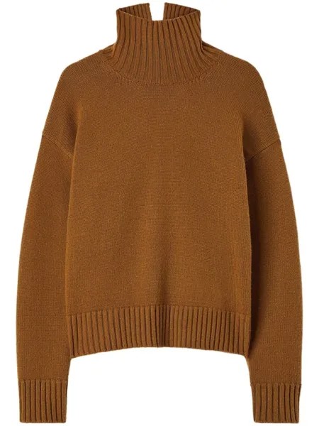 Jil Sander джемпер из смеси кашемира и воротника-трубы, коричневый