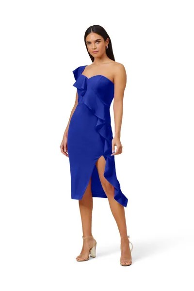 Вязаное коктейльное платье из крепа Adrianna Papell, синий