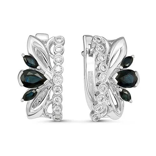 Серьги Бриллианты Костромы, красное золото, 585 проба, бриллиант, сапфир