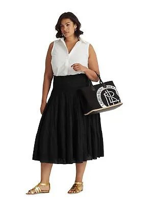 Женская черная юбка миди со сборками RALPH LAUREN для работы в крестьянском стиле плюс 1X