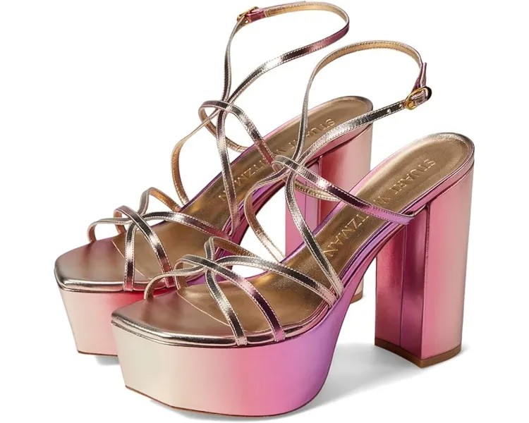 Туфли Stuart Weitzman Barelythere Squarehigh Platform Sandal, цвет Hot Pink Multi