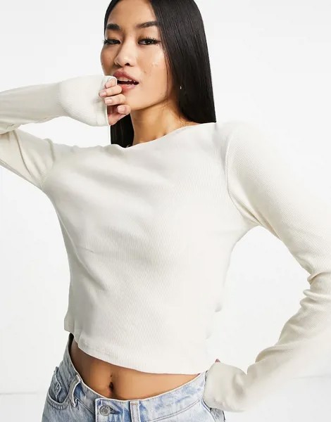 Кремовый укороченный лонгслив Vero Moda FRSH-Белый