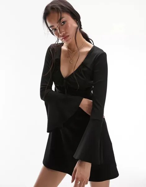 Черное короткое повседневное платье из джерси Topshop