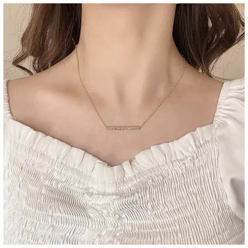 Колье, длина 60 см, золотой