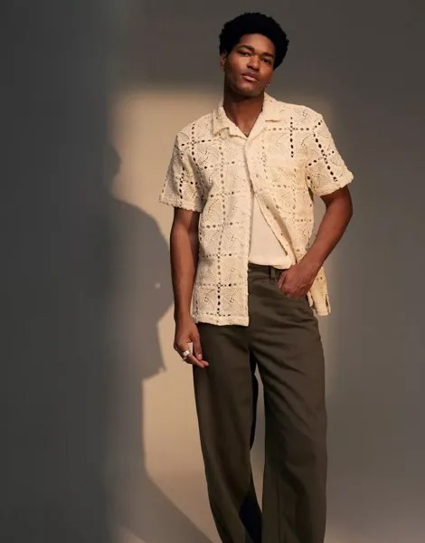 Широкие брюки цвета хаки Topman