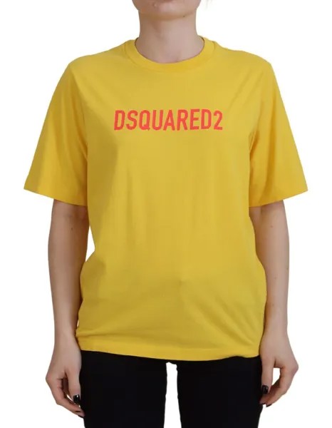Футболка DSQUARED2 Желтая хлопковая футболка с круглым вырезом с логотипом Easy Tee IT38/US4/XS 300 долларов США