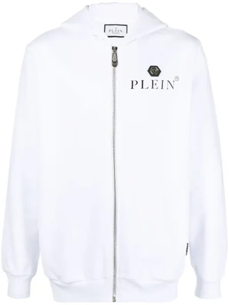 Philipp Plein худи на молнии с логотипом, белый