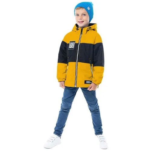 КурткаNIKASTYLE, размер 140, горчичный, черный